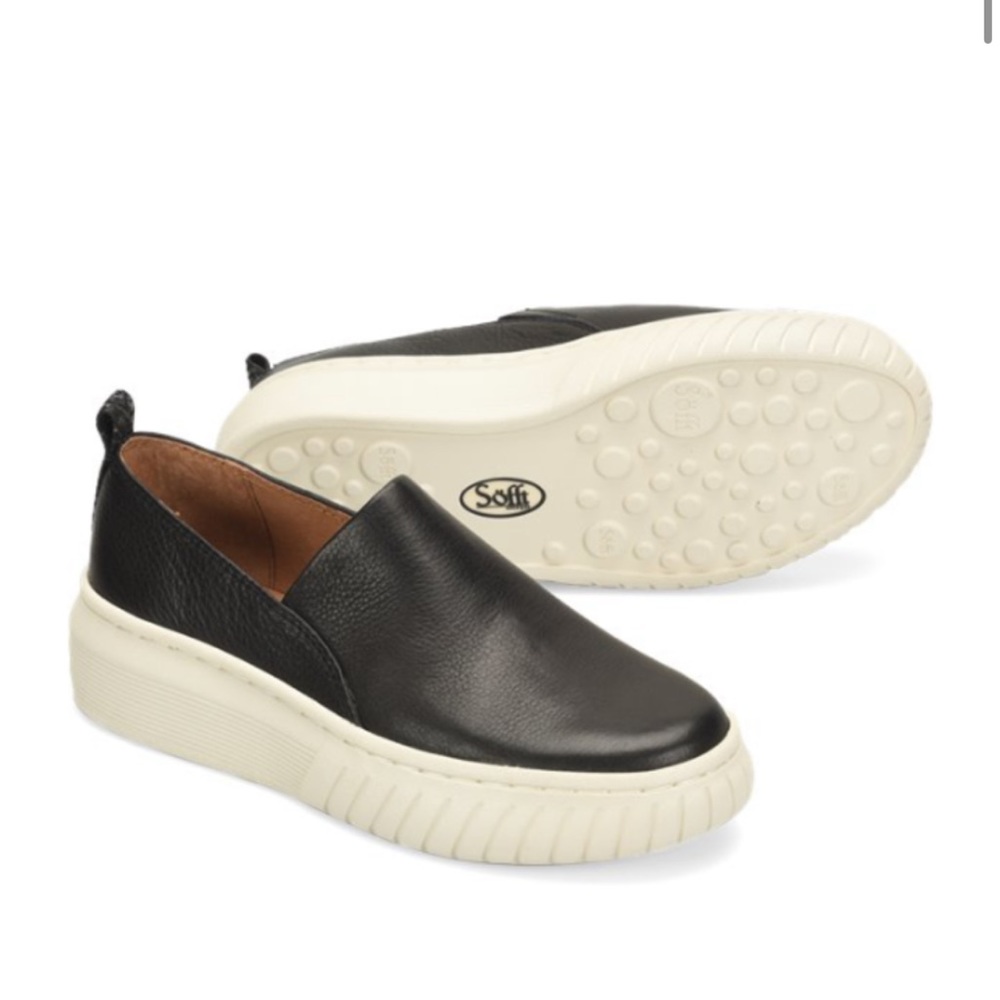 Sofft Potina Black Leather Slip on Sneakers Size 11